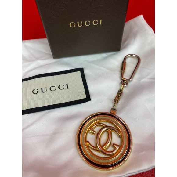 Gucci Logo GG Double G's Vintage Gold Tone Keychain 100% Authentic Guaranteed - Picture 1 of 16